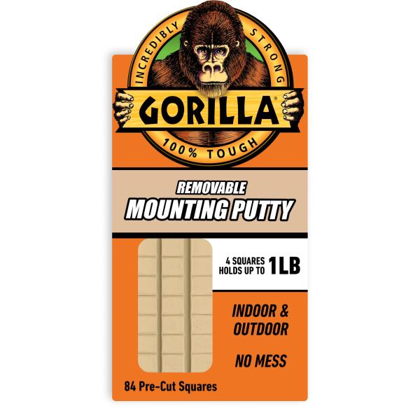 Gorillaマウントパテ、ナチュラルタンカラー、カット済み正方形84個。