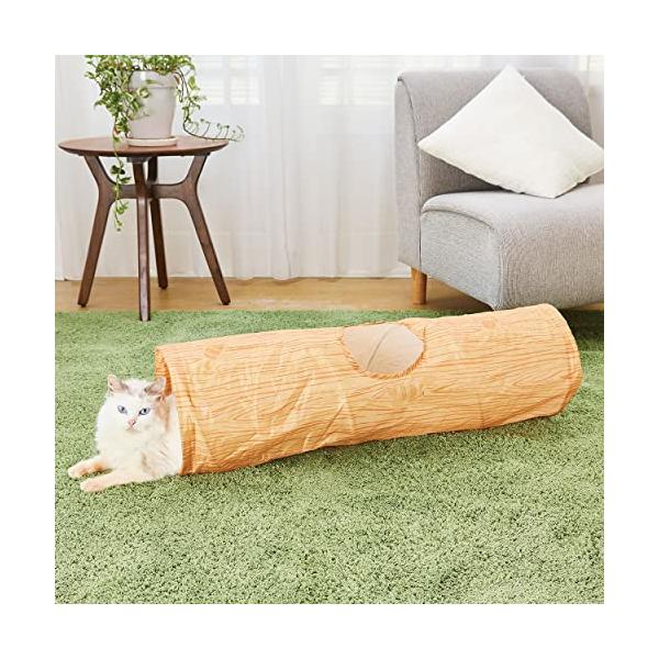 ペティオ (Petio) 猫用おもちゃ ｎｅｃｏｃｏ シャカシャカ音で楽しめる木目調猫トンネル ストレート