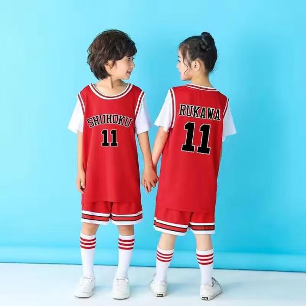 スラムダンク ユニフォーム赤色 背番号10湘北 桜木 背番号11 スポ