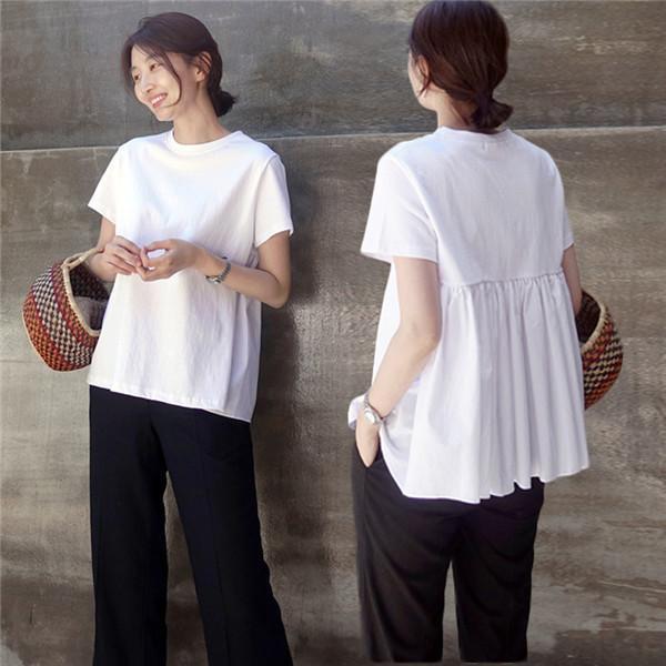 シャツ ブラウス バックフリル tシャツ 半袖 背中フリル カットソー 無地 トップス Tシャツ 後ろ姿 夏 夏シャツ カジュアル レディース 送料無料