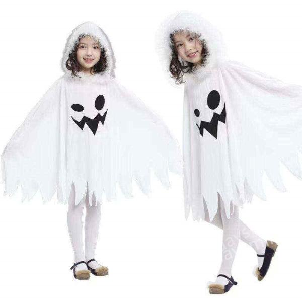 コスプレ 子供 衣装 女の子 人気 ゴーストスーツ ジャンプスーツ キッズ スカート 肝試し お化け屋敷 ハロウィン コスチューム ホワイト ゴースト