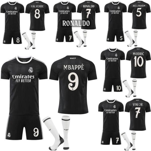 2526 サッカーウェア レアルマドリード9番ムバッペ　 /5番ベリンハム/10番モドリッチアウェイ 大人用、子供用半袖 上下着2/3/4点 サッカーユニフォーム
