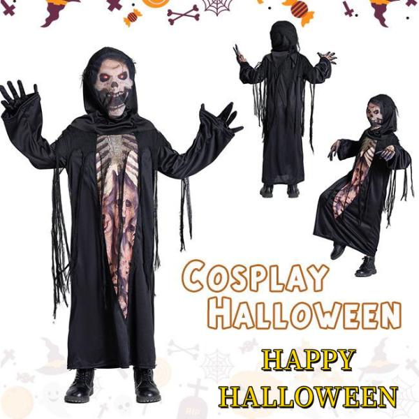 ハロウィン コスチューム衣装 女の子 男の子 コスプレ衣装 仮装 鬼 ゴースト 髑髏 スカル 子供用 キッズ 怖い