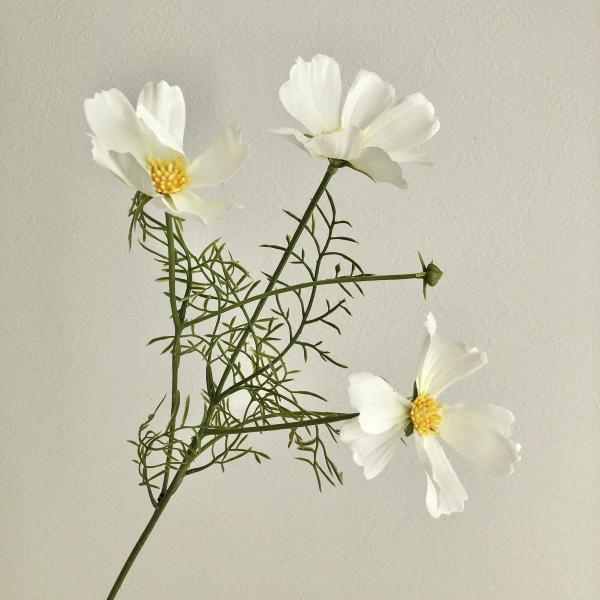 造花 造花 アスカ コスモス×3 つぼみ×2 #001 ホワイト A-33814-1 花材「か行