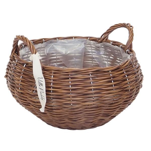 日限定07 村田屋産業 PPラタンバスケット丸平型SBrown 3198