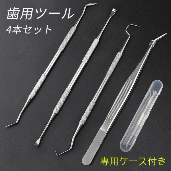 ★ご覧頂き有難うございます。【商品説明】※歯石や汚れを簡単チェック＆ケア！※最適なプロ仕様のツール　4本セットです。※手軽に 本格デンタルケアができます。※持ち運びにも便利な専用ケース付きです。※きっちり収まるので、安全かつ清潔に収納するこ...