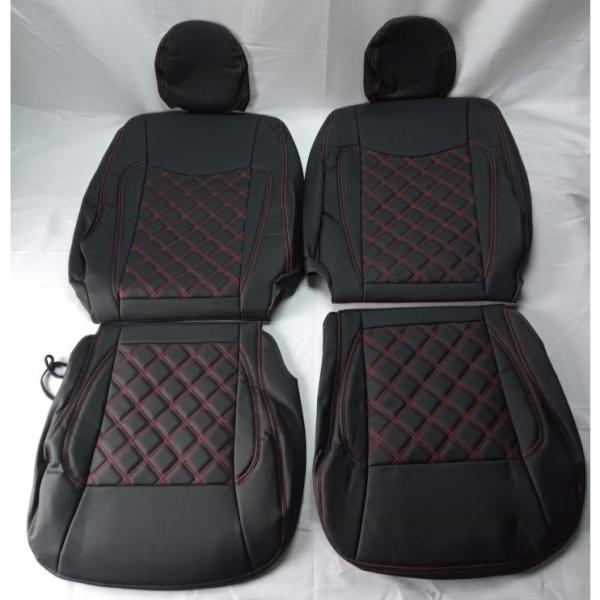 200系 ハイエース S-GL フロント シートカバー 2人用 運転席 助手席 PVCレザー レッドステッチです。運転席、助手席、のフロント2点セットとなります。ハイエース 200系 S-GL 標準ボディ ワイドボディ(5人乗り用) 1?６...