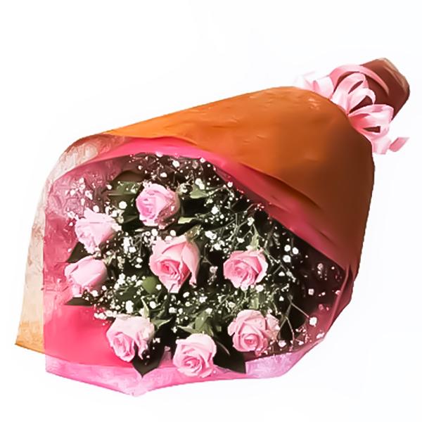 花束 - 511578 （ピンクバラとかすみ草の花束）花キューピット商品