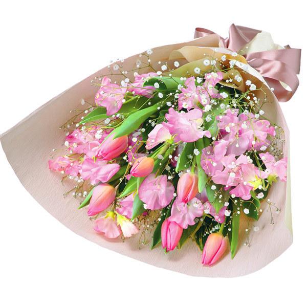 花束 チューリップとスイートピーの花束 花キューピット商品 Ss フローリスト花銀 Yahoo 店 通販 Yahoo ショッピング