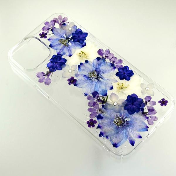 【ハンドメイドの 押し花 iPhone ケース NO.600】押し花＆レジン