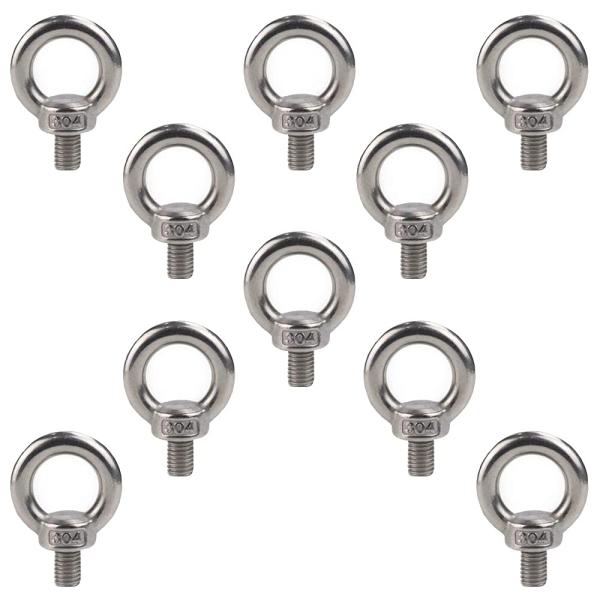 304 ステンレス アイボルト M6 12mm 10本セット ネジ ボルト 吊り下げ 固定補強補助 DIY 工具 セット
