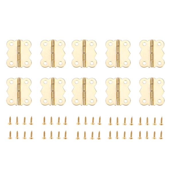 50個入り 蝶番 ミニヒンジ 兆番 丁番 木箱用 ヒンジ 固定 金具 ドア 扉 金物 DIY 25*20mm ゴールド