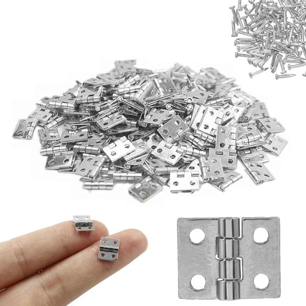 蝶番 ミニ蝶番 8*10mm 50個セット ネジ付き 4穴 木箱用のヒンジ ヒンジ 金具 ドア用金物 手作り パーツ 木工 家具補修 DIYミニチュア