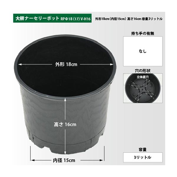 大樹ナーセリーポット Rpf18 17 V H16 外形18cm 内径15cm 高さ16cm 容量3リットル Tn13 002nh16 01 苗木の専門店 グリーンでgo 通販 Yahoo ショッピング