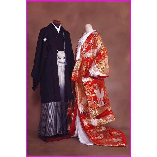 京都最高級金襴西陣織 色打掛レンタル紋付レンタルフルセット6736 赤地