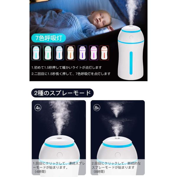 加湿器卓上超音波式超静音水漏れ防止ledライト搭載小型加湿器空焚き防止乾燥 花粉症対策0ml 部屋車載会社など適用 Buyee 日本代购平台 产品购物网站大全 Buyee一站式代购