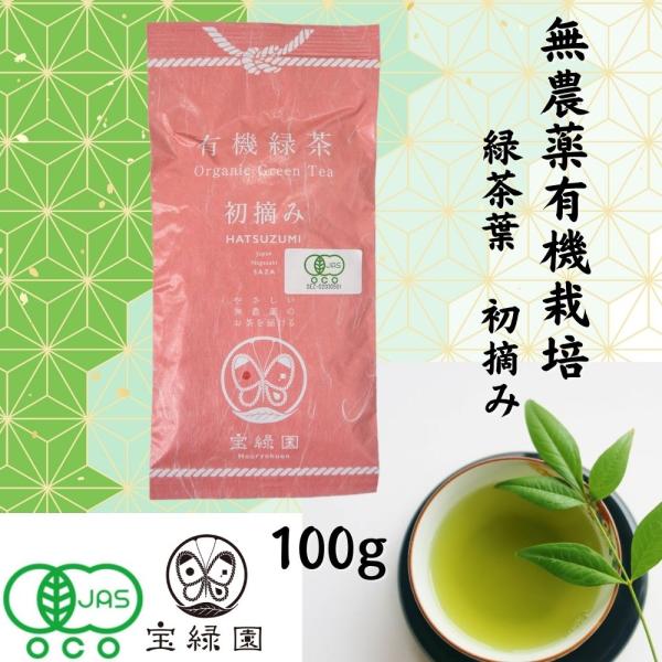 無農薬緑茶 有機緑茶 初摘み 100g 宝緑園 有機栽培茶 JAS認定 オーガニック 日本茶 お茶 緑茶 無農薬 緑茶無農薬 農薬不使用