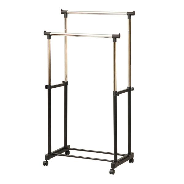 他サイト： 山善(YAMAZEN) ハンガーラック ダブル キャスター付き 全体耐荷重25kg ブラックの商品画像