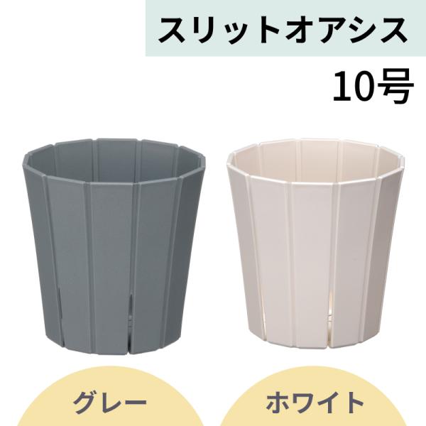 スリットオアシス　10号　スリット鉢 ホワイト グレー