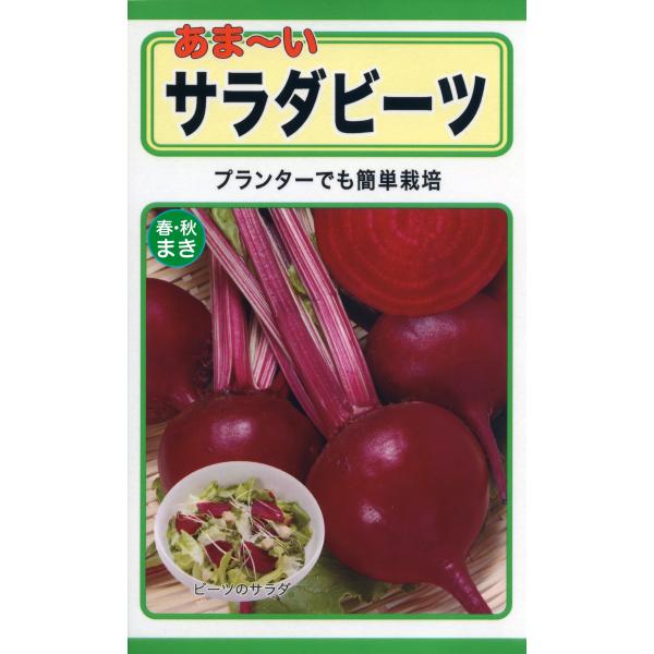 あま〜い　サラダビーツ草勢強く作りやすい品種で、根の中まで深紅色で独特の風味が味わえるレッド種です。肉質はち密でやわらかく、健康的な赤色はシチューなど煮込み料理に好適です。＊発芽適温25℃前後　生育適温15〜25℃　　第４種郵便で、４袋まで...