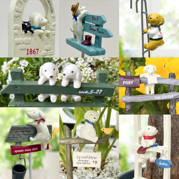 お庭や鉢植えなどに飾る、ピック＆オーナメント。手軽におしゃれな雰囲気が出せるアイテムです！とっても可愛いわんこと黒猫ちゃん♪表情がたまりません♪■手作りの商品につき、サイズ・色・配置等の状態が多少異なります。あらかじめご了承ください。■製造...