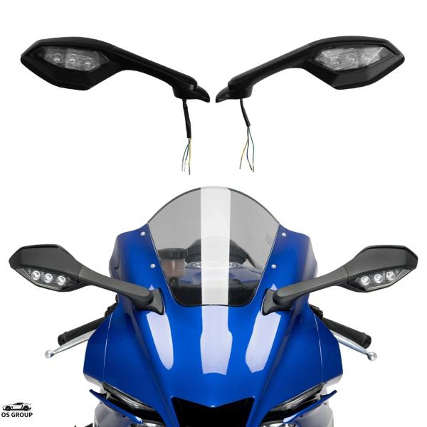 R1/R1M 純正ミラー　左　LED ウィンカー付き 並行輸入品 バイク 左 ＆ 右 リア サイド ミラー アンバー オレンジ