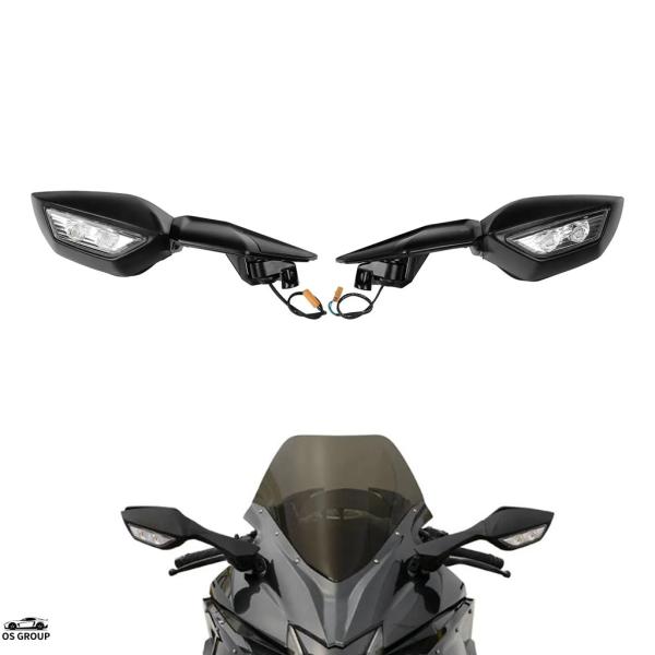 並行輸入品】 バイク リア サイド ミラーs LED ウィンカー カワサキ