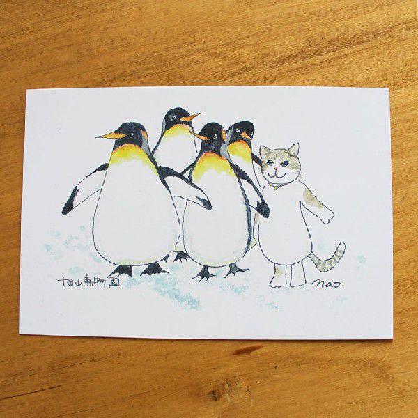 専用 手描き ペンギン 動物 原画 ハガキ ポストカード イラスト 手紙