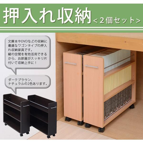 押入れ収納庫 2個組 幅19cm 文庫本 コミック Cd Dvd 送料無料 漫画 チェスト クローゼットラック キャスター クローゼット ワゴン 押入れ収納 付