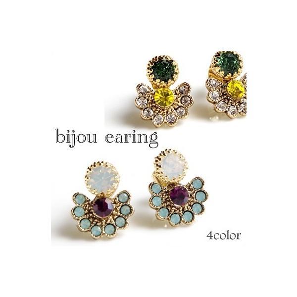 ピアス イヤリング おしゃれ配色 4色 スワロフスキーのColorfulFlower 