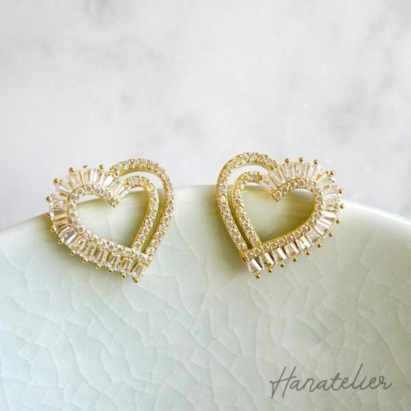 ピアス キュービックジルコニアのRomanticハートピアス pie258 ノン 