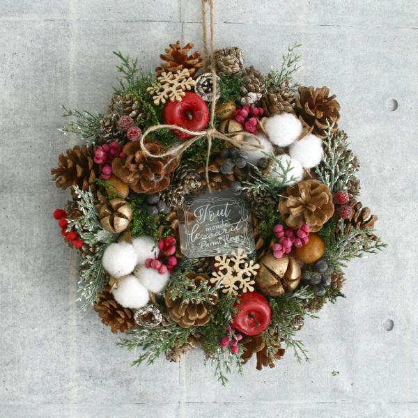 flower Xmas 飾り リース CMナチュラルリースM 森のマルシェ Φ25