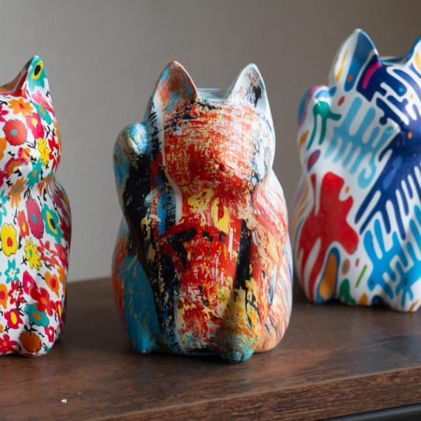 開運 インテリア『デコアート まねきねこ』(正月 オーナメント 縁起物 招き猫 ギフト プレゼント 贈り物 ディスプレイ  置き物 卓上 小物 人形 おしゃれ 冬