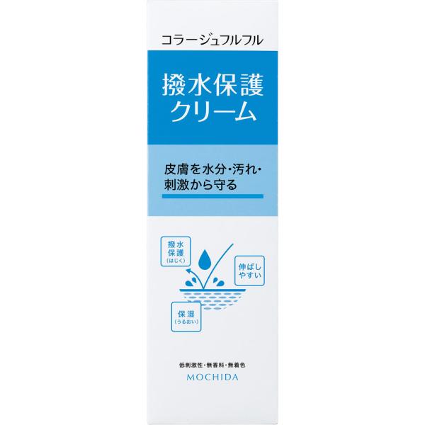 特長低刺激性・無香料・無着色●撥水（はっすい）性の被膜が、皮膚を水分・汚れ・刺激から保護●同時に保湿成分が皮膚にうるおいを与えます●伸ばしやすく、塗布後べたつかない、さらさらな使用感撥水保護（はじく）伸ばしやすい保湿（うるおい）・セラミド※...