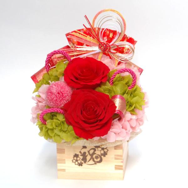 プリザーブドフラワー ギフト 還暦祝い お花 誕生日 プレゼント 赤い薔薇 贈り物 和風 ケース入り 一合枡 睦季 赤色 むつき y 花や祇 通販 Yahoo ショッピング