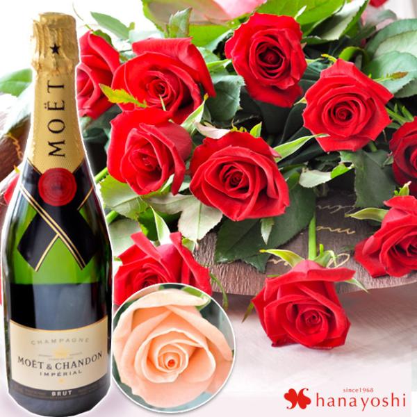 冷蔵便 でお届け 花色が選べるバラ1ダースの花束とシャンパンのセット 花束 プロポーズ 告白 薔薇 退職祝い 花 誕生日 プレゼント 結婚記念日 妻 お祝い フラワーマーケット花由 通販 Paypayモール