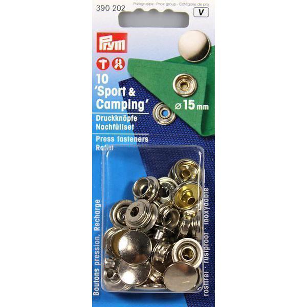 《Prym》プリム・スナップ　バネホック　※リフィール※　スポーツ＆キャンプ　径15mm/10セット入　シルバー　390202