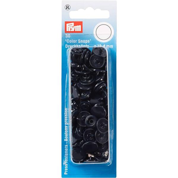 《Prym》プリム・スナップ・プラスチックカラーボタン(ホック）　ネイビーブルー　丸型 12.4mm／30セット入り　リフィール　393102
