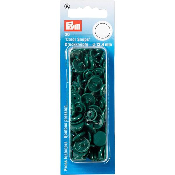 《Prym》プリム・スナップ・プラスチックカラーボタン(ホック）　ダークグリーン　丸型 12.4mm／30セット入り　リフィール　393131