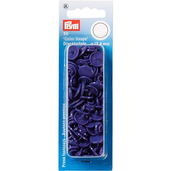 《Prym》プリム・スナップ・プラスチックカラーボタン(ホック）　パープル　丸型 12.4mm／30セット入り　リフィール　393135