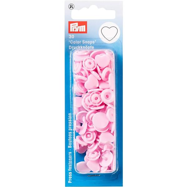 《Prym》プリム・スナップ・プラスチックカラー・ハートボタン(ホック）　ライトピンク　ハート型 12.4mm／30セット入り　リフィール　393318