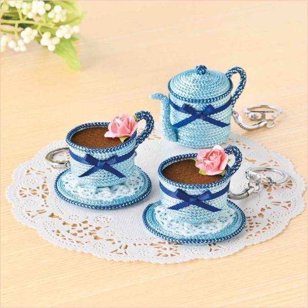 メタリックヤーン キット エコキーホルダー ティータイム・ブルー TC