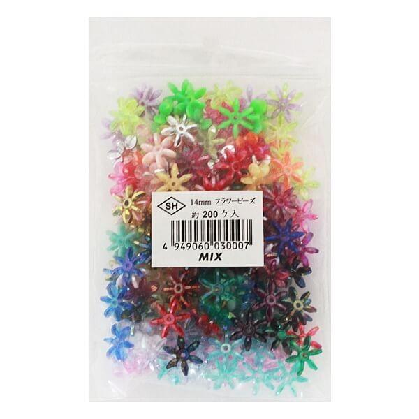 DXフラワービーズ 14mm ミックス プラスチックビーズ SH島村 : 手芸の