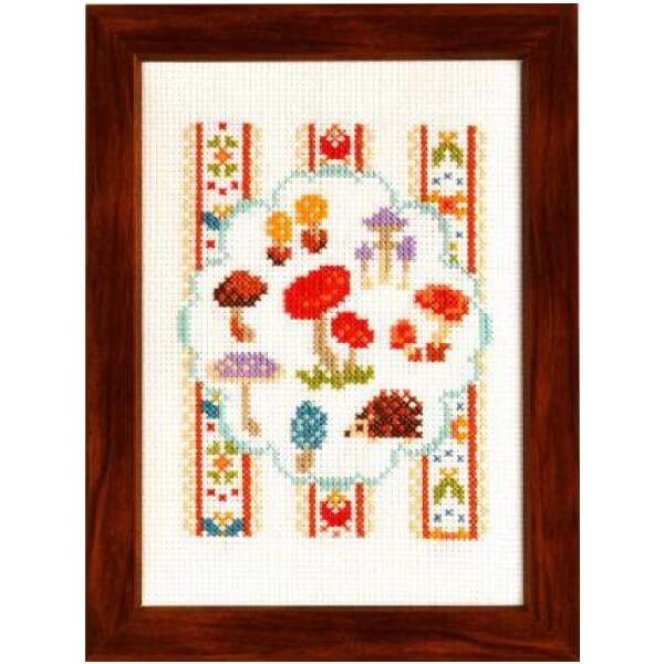 クロスステッチ 刺しゅう キット 森の収穫祭〜キノコとハリネズミ