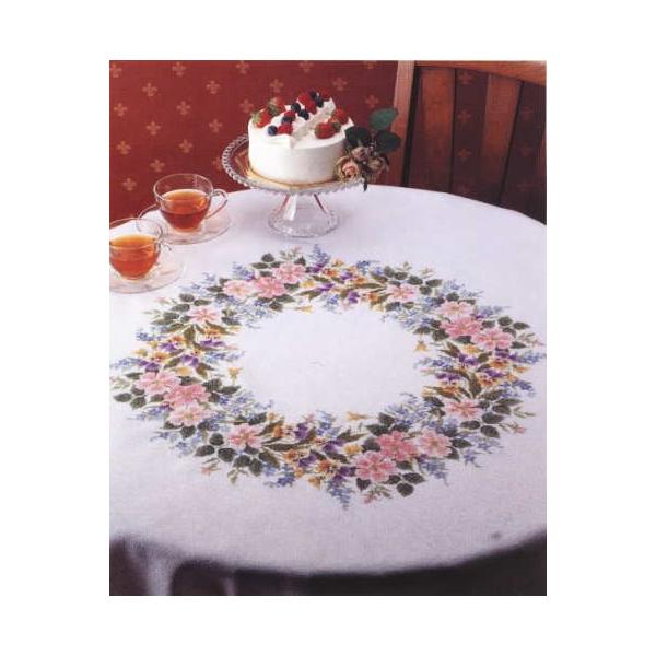 クロスステッチ 刺繍 キット ワイルドローズのテーブルクロス 1187