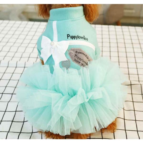 ティファニーブルー フリル リボン ワンピース 犬服 ドッグウェア Handeltb 海外輸入犬グッズ専門店ハンデル 通販 Yahoo ショッピング