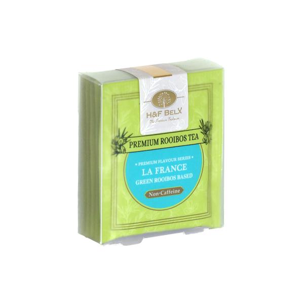 洋梨の女王、ラ・フランスはとろけるような果肉と芳醇な香りが特徴。そんなラ・フランスをイメージしたルイボスティーです。ジューシーで上品な甘さが楽しめ、後味はグリーンルイボスティーベースでさっぱりと爽やかな仕上がりました。華やかな香りに心癒され...