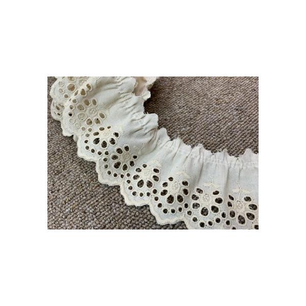 綿100%の当社オリジナル 生成フリルレースです！ 【サイズ】 75mm巾 【色】 生成 【素材】 綿 100% ※ご注意 お客様の画面上と実物では多少色具合が異なって見える場合もございます。ご了承ください。 ＊表示単価は１ｍ単位です。　　...