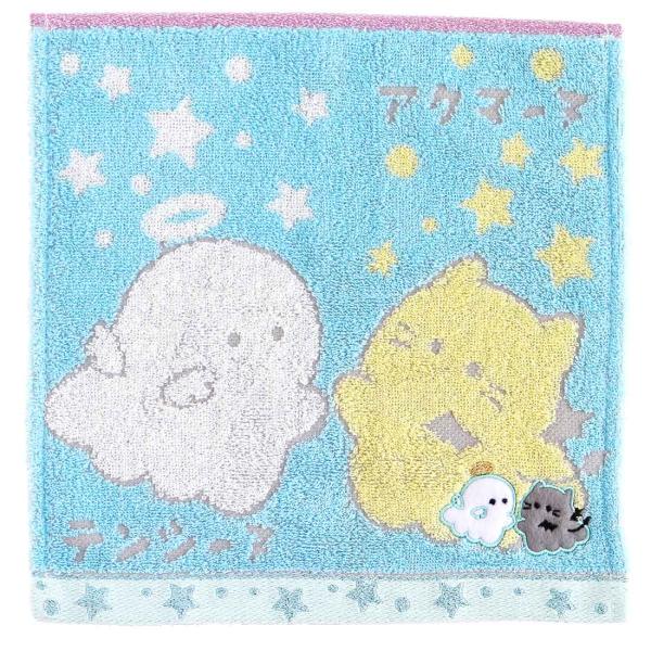 【SALE ￥825→￥330】60％OFF！ オバケーヌ タオルハンカチ アクマ―ヌ&amp;テンシ―ヌ アップリケ ブルー