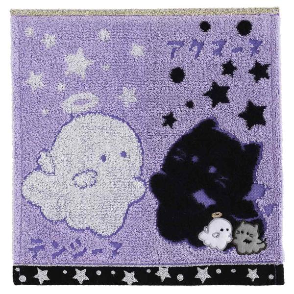 【SALE ￥825→￥330】60％OFF！ オバケーヌ タオルハンカチ アクマ―ヌ&amp;テンシ―ヌ アップリケ ブラック